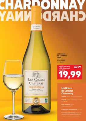 Wino białe Les Ormes De Cambras Chardonnay promocja w Kaufland