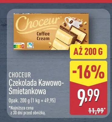 Czekolada Kawowo-Śmietankowa Choceur promocja w Aldi