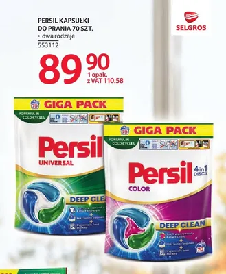 Kapsułki do prania Persil Color Deep Clean promocja w Selgros