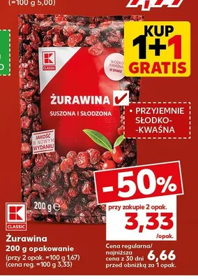 Żurawina suszona i słodzona K-Classic promocja w Kaufland