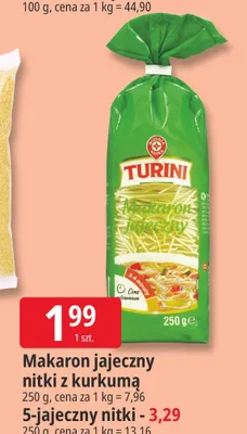 Makaron 5-jajeczny nitki Turini promocja w Leclerc
