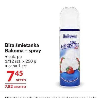 Bita śmietanka Bakoma - spray promocja w Makro