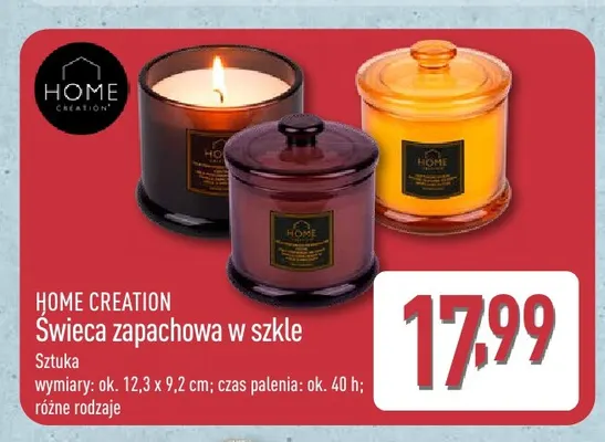 Świeca zapachowa w szkle Home Creation promocja w Aldi