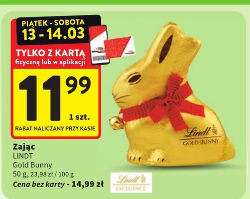 Czekoladowy Gold Bunny promocja w Intermarche