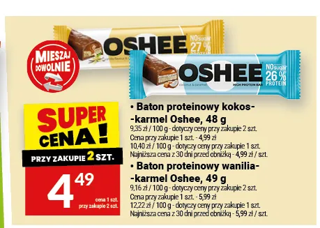 Baton proteinowy wanilia-karmel Oshee promocja w Twój Market