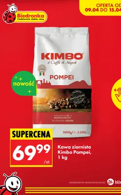 Kawa ziarnista Pompei 1 kg promocja w Biedronka