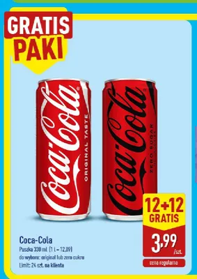 Napój gazowany Coca-Cola Zero Sugar promocja w Aldi