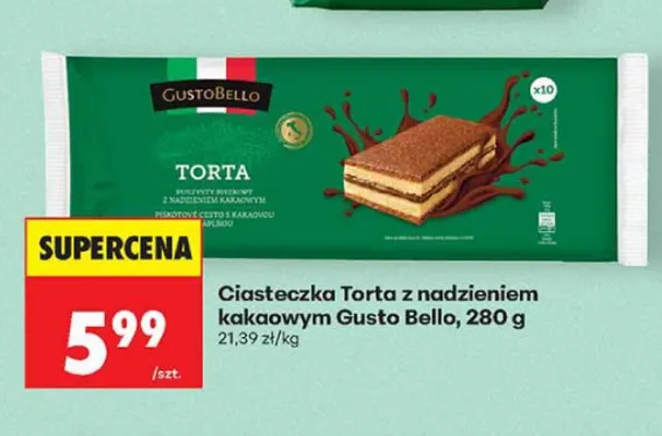 Ciasteczka Torta z nadzieniem kakaowym Gusto Bello promocja w Biedronka