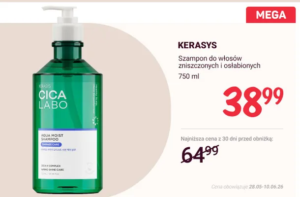 Szampon do włosów zniszczonych i osłabionych Kerasys promocja w Rossmann