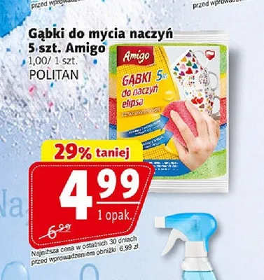 Gąbki do mycia naczyń Amigo 5-pak promocja w Prim Market