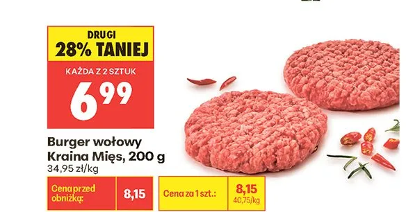 Burger wołowy Kraina Mięs promocja w Biedronka