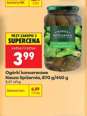 Ogórki konserwowe Nasza Spiżarnia promocja w Biedronka