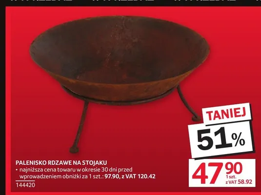 Palenisko rdzawe na stojaku promocja w Selgros