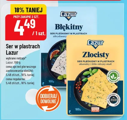 Ser w plastrach żłocisty promocja w POLOmarket