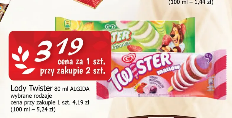 Lody Twister Algida promocja w CEZAR Delikatesy