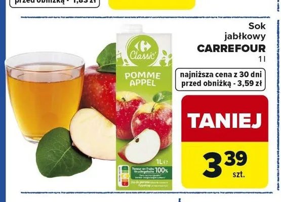 Sok jabłkowy CARREFOUR 1l promocja w Carrefour Market