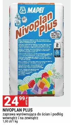 Mapei Nivoplan Plus zaprawa wyrównująca do ścian i podłóg wewnątrz i na zewnątrz promocja w Merkury Market