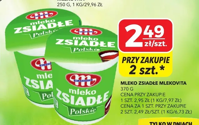 Mleko zsiadłe Mlekovita promocja w Top Market