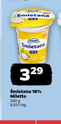 Śmietana Miletto 18% promocja w Netto