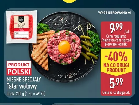 Tatar wołowy Mięsne Specjały promocja w Aldi