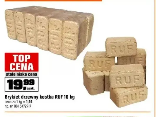 Brykiet drzewny kostka Ruf promocja w OBI