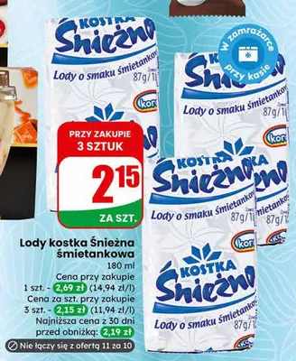Lody kostka śmietankowa promocja w Dino