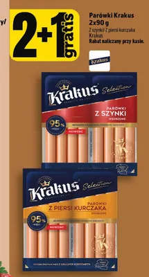 Parówki Krakus z szynki 2-pak 90 g promocja w TOPAZ