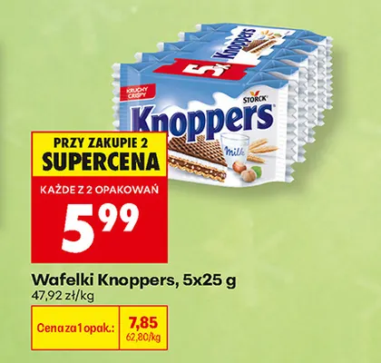 Wafelki Knoppers 5-pak promocja w Biedronka