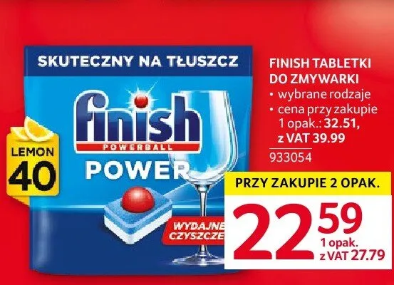 Tabletki do zmywarki Finish Power promocja w Selgros