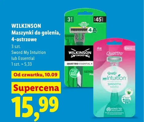 Maszynki do golenia 4-ostrzowe Sword My Intuition Wilkinson promocja w Lidl