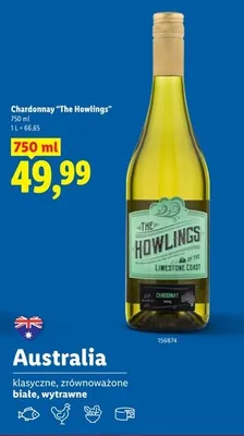 Wino białe Chardonnay The Howlings promocja w Lidl