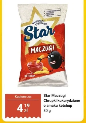 Chrupki kukurydziane o smaku ketchup Star Maczugi promocja w Dino