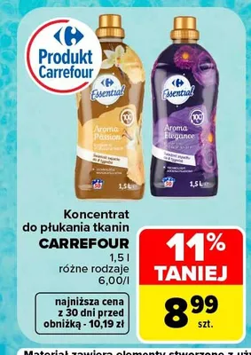 Koncentrat do płukania tkanin Carrefour Essential Aroma Passion promocja w Carrefour Market