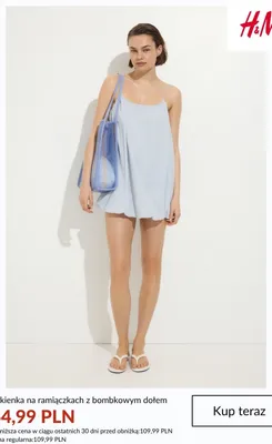 Sukienka na ramiączkach z bombkowym dołem H&M promocja w H&M