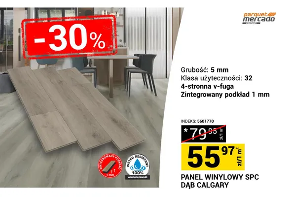 Panel winylowy Spc Dąb Calgary Parquet Mercado promocja w Merkury Market