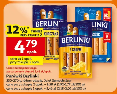 Parówki Berlinki z serem promocja w Auchan