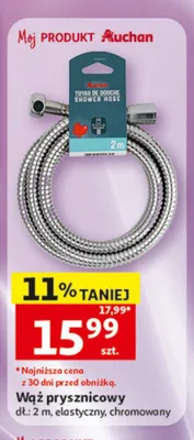 Wąż prysznicowy Auchan dł.: 2m elastyczny chromowany promocja w Auchan