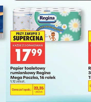 Papier toaletowy rumiankowy Regina Mega Paczka promocja w Biedronka