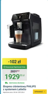 Ekspres ciśnieniowy Philips z systemem LatteGo promocja w ERLI
