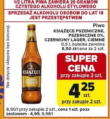 Piwo książęce pszeniczne czerwony lager czarny lager promocja w Carrefour Express
