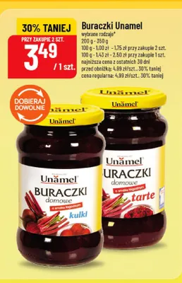 Buraczki domowe tarte Unamel promocja w POLOmarket