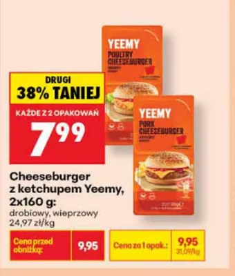 Cheeseburger z ketchupem Yeemy wieprzowy 2-pak promocja w Biedronka