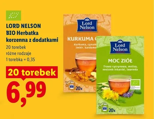 Herbatka korzenna z dodatkami Lord Nelson BIO Kurkuma promocja w Lidl