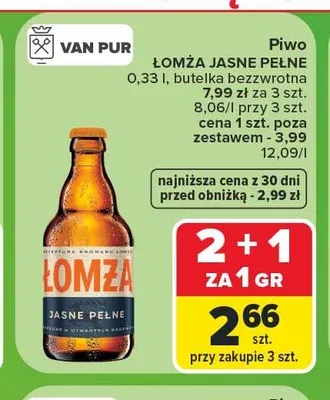 Piwo Łomża Jasne Pełne promocja w Carrefour Market