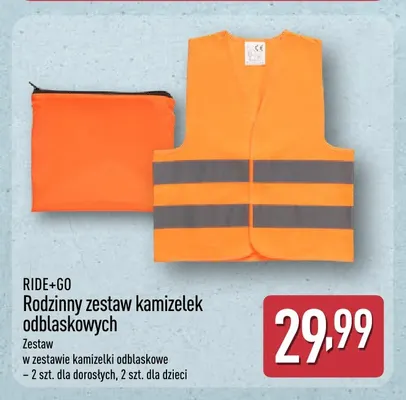 Rodzinny zestaw kamizelek odblaskowych RIDE+GO promocja w Aldi