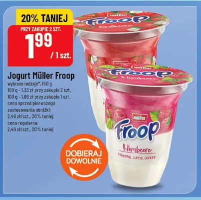 Jogurt owocowy Froop Müller malinowy promocja w POLOmarket
