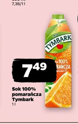 Sok 100% pomarańcza Tymbark promocja w Netto