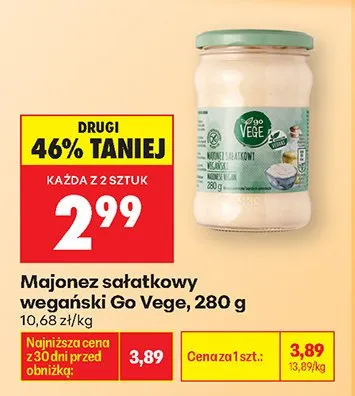Majonez sałatkowy wegański Go Vege promocja w Biedronka