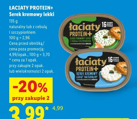 Serek kremowy lekki naturalny Łaciaty Protein+ promocja w Lidl