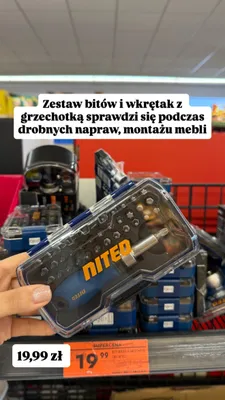 Zestaw bitów i wkrętak z grzechotką Niteo promocja w Biedronka